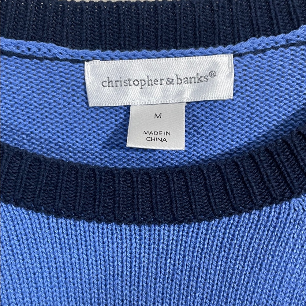 NWOT Christopher & Banks Blue and Peach Stripe Sweater - Picture 4 of 5
